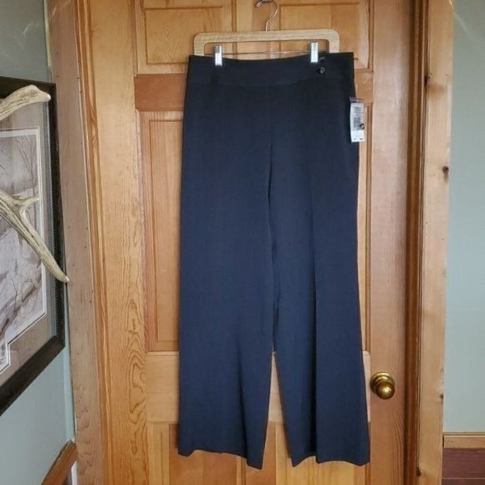 Evan-Picone Womens Charcoal Grey Wide Leg Stretch Dress Pants Size 8 New